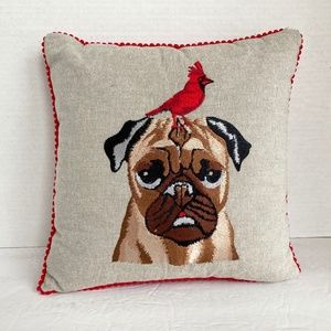 Pug Cardinal Decorative Throw Pillow